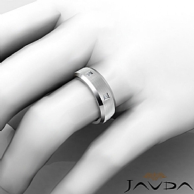 0.50CT Princess DIamond Men Wedding Band Eternity Ring 14k WG