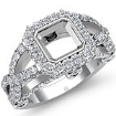 1.40 ct Asscher Diamond Semi Mount Engagement Ring W Gold.