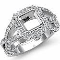 1.40 ct Asscher Diamond Semi Mount Engagement Ring W Gold.