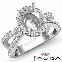 .75Ct Unique Diamond Engagement Ring 14k White Gold Oval Semi Mount Halo Setting