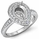 1.0 Ct Round Pave Set Diamond Engagement Ring 14k W Gold