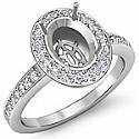 1.0 Ct Round Pave Set Diamond Engagement Ring 14k W Gold