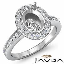 1.0 Ct Diamond Engagement Oval Ring 14K White Gold Halo Pave Setting Semi Mount