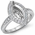 1.0 Ct Round Pave Set Diamond Engagement Ring 14k W Gold