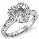 1.0 Ct Round Pave Set Diamond Engagement Ring 14k W Gold
