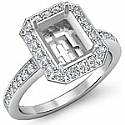 1.0 Ct Round Pave Set Diamond Engagement Ring 14k W Gold