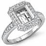 1.0 Ct Round Pave Set Diamond Engagement Ring 14k W Gold