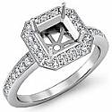 1.0 Ct Round Pave Set Diamond Engagement Ring 14k W Gold