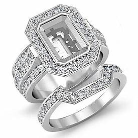 1.26 Ct Diamond Engagement Ring Emerald Mount Bridal Set 14k Gold