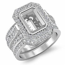1.26 Ct Diamond Engagement Ring Emerald Mount Bridal Set 14k Gold