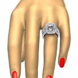 1.26 Ct Diamond Engagement Ring Emerald Mount Bridal Set 14k Gold
