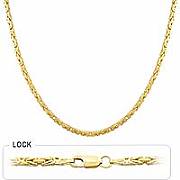 14k Yellow Gold Mens Bold Hip Hop Byzantine Chain Necklace (2.5mm,24