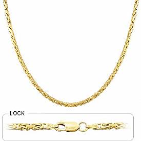 14k Yellow Gold Mens Bold Hip Hop Byzantine Chain Necklace (2.50mm,24",37g)