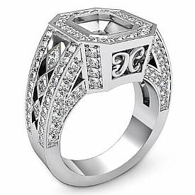 Round Princess Diamond Engagement Ring Platinum (2.3Ct. tw.)