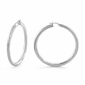 14k White Gold Tube Round Classic Women