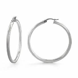 14k White Gold Round Tube Chic Women