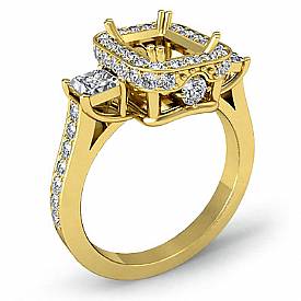 Princess Round Diamond 3 Stone Engagement Ring 14k Gold (1.1Ct. tw.)