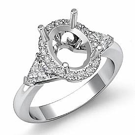 1CT Trillion Diamond Engagement Ring Oval Setting 14k Gold