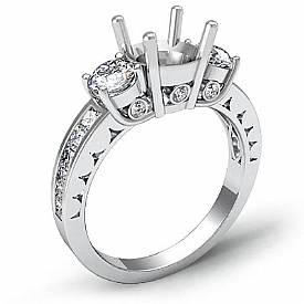 1.25Ct Round Princess 3 Stone Diamond Engagement Ring Gold