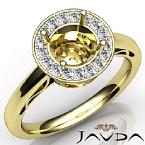 Round Shape Diamond Engagement Ring Halo Setting 14k Gold Yellow SemiMount  (0.36Ct. tw.)