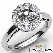 Round Shape Diamond Engagement Ring Halo Setting 14K White Gold SemiMount 0.36Ct