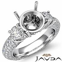 Three 3 Stone Round Diamond Engagement Ring Setting 14k W Gold Semi Mount 2.6Ct