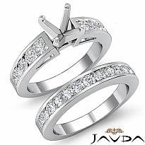 1.44 Ct Round Diamond Engagement Ring Bridal Set 14k White Gold Channel Setting