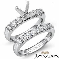 0.80Ct Round Diamond Women Engagement Ring Bridal Sets 14k White Gold Semi Mount