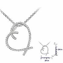 0.51 CT Round Diamond Fancy Heart Pendant 14k White Gold