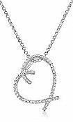 0.51 CT Round Diamond Fancy Heart Pendant 14k White Gold