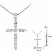 1.03 Ct Round Baguette Diamond Cross Pendant 14k W Gold