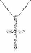 1.03 Ct Round Baguette Diamond Cross Pendant 14k W Gold