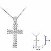 0.70 Ct Round Diamond Fancy Cross Pendant Chain 14k WG