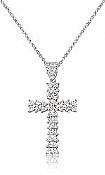 0.70 Ct Round Diamond Fancy Cross Pendant Chain 14k WG