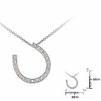 0.16 CT Round Diamond Horse Shoe Charm Pendant 14k W Gold