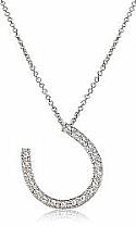0.16 CT Round Diamond Horse Shoe Charm Pendant 14k W Gold
