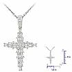 0.62 Ct Round Baguette Diamond Fancy Cross Pendant 14k W Gold