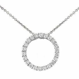 1.08 Ct Round Diamond Circle Of Love Pendant 14k W Gold