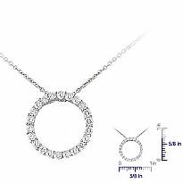 1.08 Ct Round Diamond Circle Of Love Pendant 14k W Gold