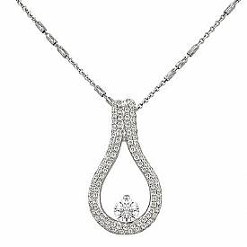 0.82 Ct Round Diamond Fancy Drop Charm Pendant 14k W Gold