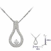 0.82 Ct Round Diamond Fancy Drop Charm Pendant 14k W Gold