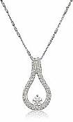 0.82 Ct Round Diamond Fancy Drop Charm Pendant 14k W Gold