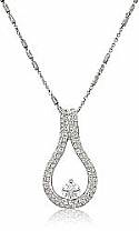 0.82 Ct Round Diamond Fancy Drop Charm Pendant 14k W Gold
