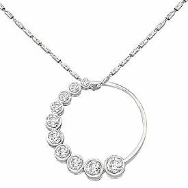 0.85 Ct Round Diamond Circle of Love Pendant 14k W Gold