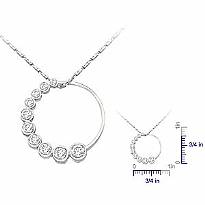 0.85 Ct Round Diamond Circle of Love Pendant 14k W Gold