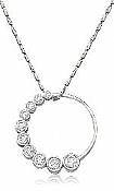 0.85 Ct Round Diamond Circle of Love Pendant 14k W Gold