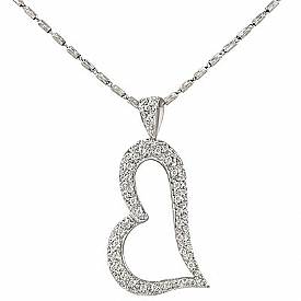 0.36 Ct Round Diamond Fancy Heart Diamond Pendant 14k WG