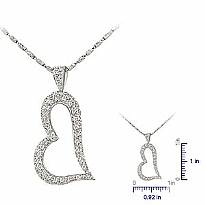 0.36 Ct Round Diamond Fancy Heart Diamond Pendant 14k WG