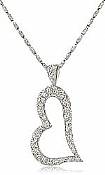 0.36 Ct Round Diamond Fancy Heart Diamond Pendant 14k WG