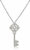 0.16 CT Round Diamond Fancy Key Charm Pendant 14k W Gold